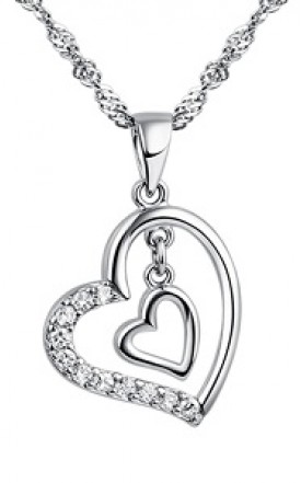 925Silver - Double Heart 2 - Necklace