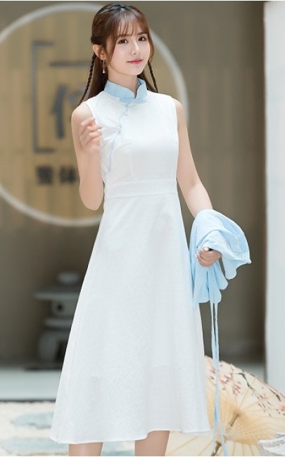 4.5✮- Midi Dress (Cheongsam, With Cardigan) - FCAC1804