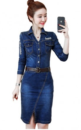 4✮- Bodycon Denim Dress - HKFS7390 / MY3340