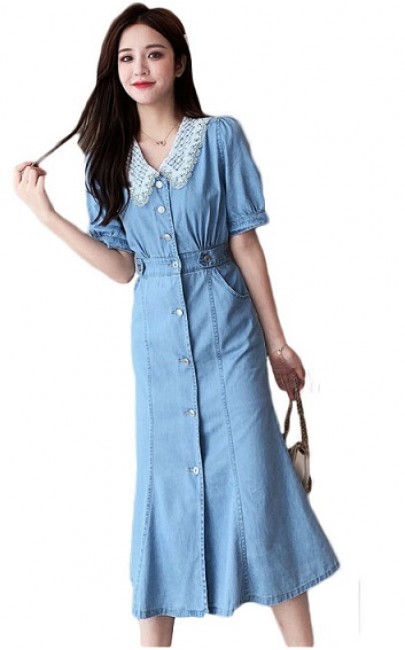 4✮- Denim Midi Dress - ICFS17727