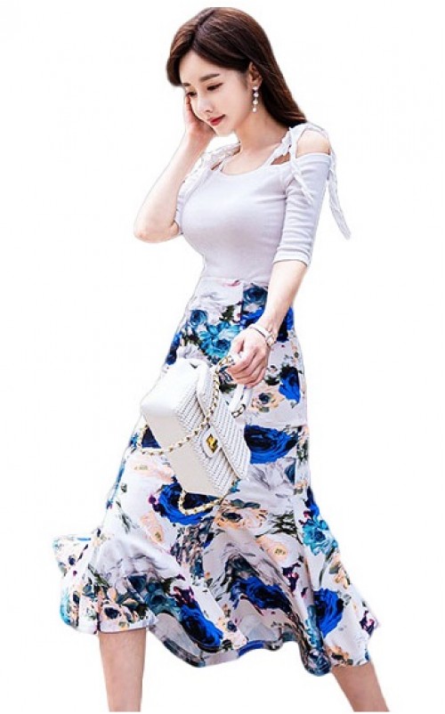 4✮- Mermaid Midi Dress (Top+Skirt) - IKFS23441