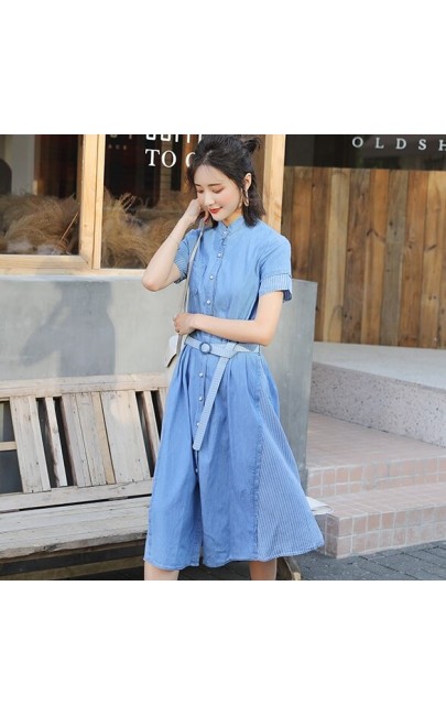 4✮- Denim Knee Dress - IPFS29032 4✮- Denim Knee Dress - IPFS29032