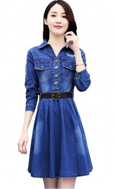 4✮- Denim Knee Dress - IPFS29712