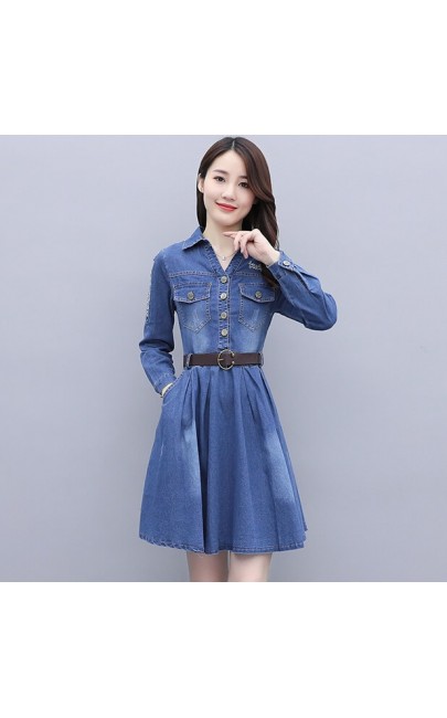 4✮- Denim Knee Dress - IPFS29712