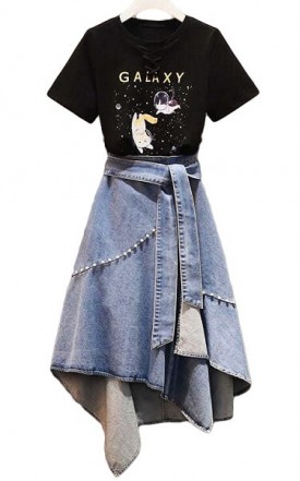 4✮- Knee Dress (Top+Denim Skirt) - IPFY10567