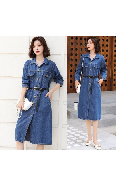 4✮- Denim Midi Dress - IQFS30805 4✮- Denim Midi Dress - IQFS30805