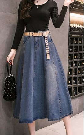 4✮- Denim Midi Skirt - IVFS37193