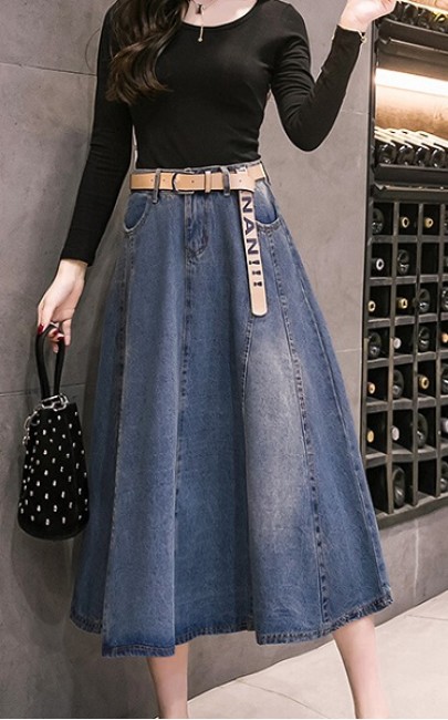 4✮- Denim Midi Skirt - IVFS37193