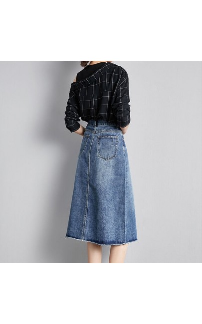 4✮- Denim Knee Skirt - IYFS40282 4✮- Denim Knee Skirt - IYFS40282