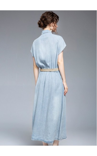 4✮- Denim Maxi Dress - JDFY12292 4✮- Denim Maxi Dress - JDFY12292