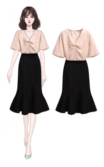 4✮- Mermaid Knee Dress (Top+Skirt) - JJFY13002