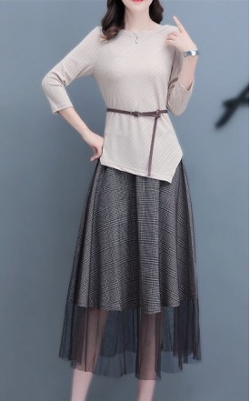 4✮- Knee Dress (Top+Skirt) - JLFS55922