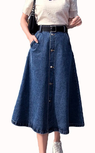 4✮- Denim Knee Skirt - JNFS56964