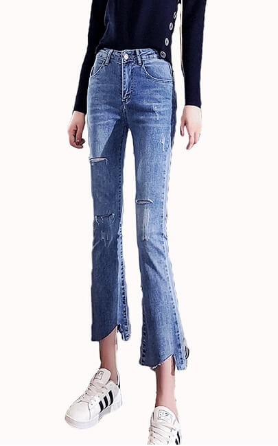 4✮- Elastic Denim Pants - JNFS59356