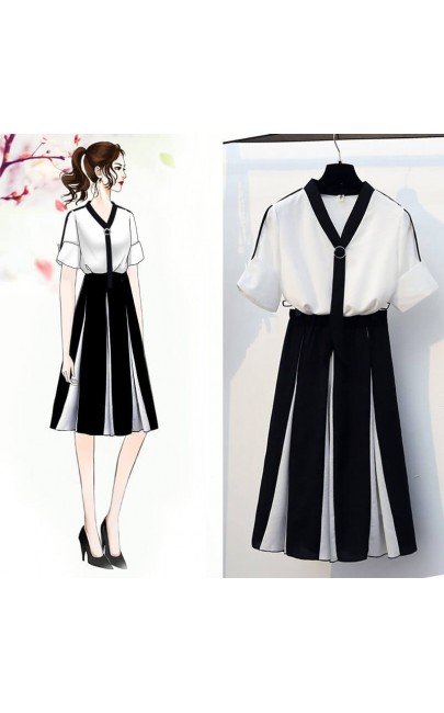 4✮- Knee Dress (Top+Skirt) - JTFRS4226