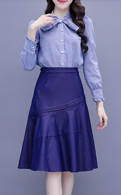 4✮- Knee Dress (Top+Skirt) - JUFRS4823
