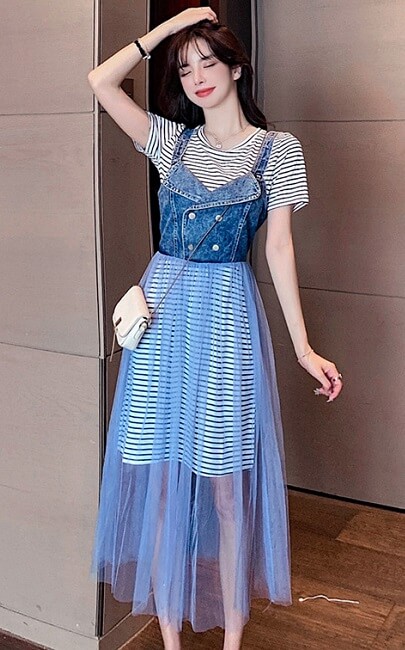 4✮- Dress (Pinafore+Long Top) - JVFRS6304