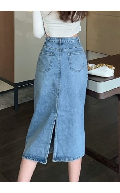 4✮- Denim Knee Skirt - JVFRS6473 4✮- Denim Knee Skirt - JVFRS6473