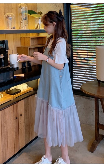 4✮- Midi Dress (Denim Pinafore+Top) - JWFRS7647 4✮- Midi Dress (Denim Pinafore+Top) - JWFRS7647