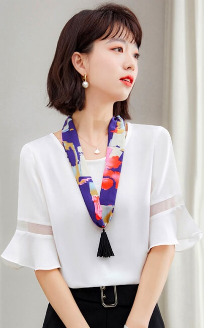 4✮- Casual Shirt (With Scarf) - JYFRS10128