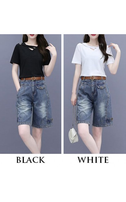 4✮- Set (Top+Denim Shorts) - JZFRS11471 4✮- Set (Top+Denim Shorts) - JZFRS11471