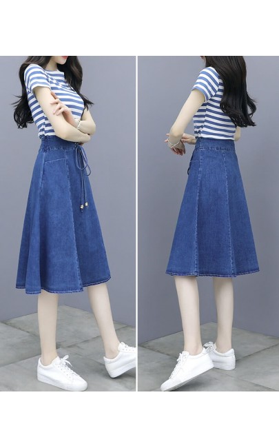 4✮- Knee Dress (Top+Denim Skirt) - JZFRS12341