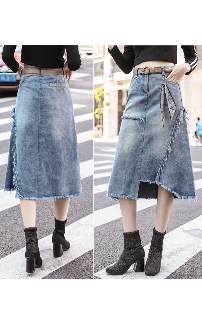 4✮- Denim Knee Skirt - KAFKY6828 4✮- Denim Knee Skirt - KAFKY6828