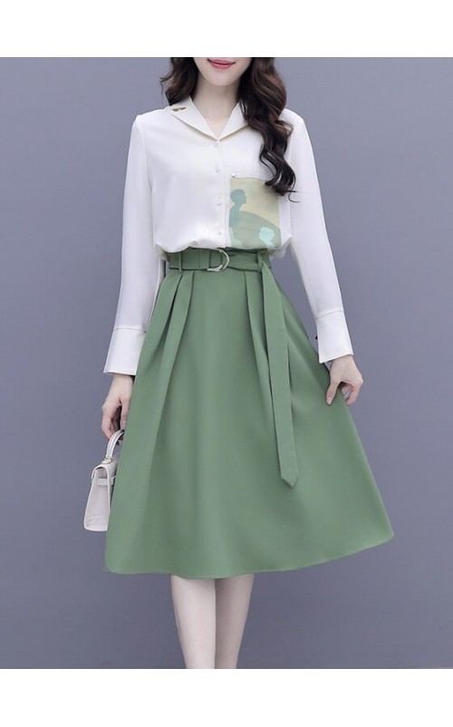 4✮- Knee Dress (Top+Skirt) - KAFRS13614