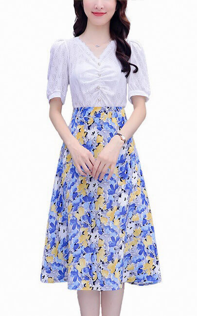 4✮- Knee Dress (Top+Skirt) - KCFRS16147