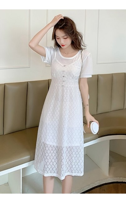 4✮- Knee Dress (Pinafore+Long Top) - KHFRS22941 4✮- Knee Dress (Pinafore+Long Top) - KHFRS22941