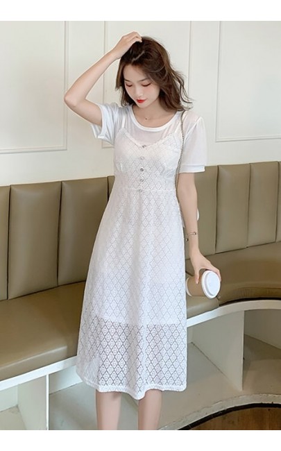 4✮- Knee Dress (Pinafore+Long Top) - KHFRS22941