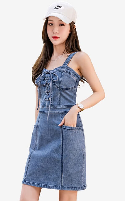 4✮- Denim Pinafore (Small Cutting) - KOFRS33676