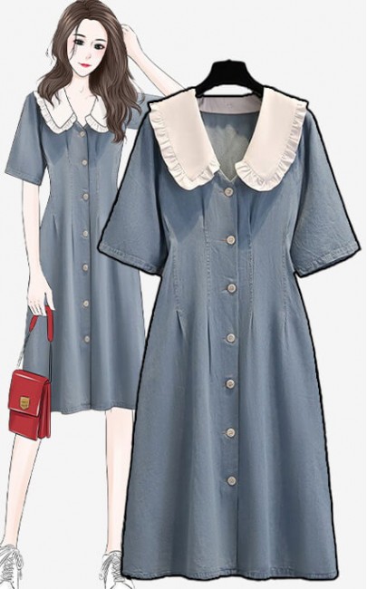 4✮- Denim Knee Dress - KPFRS34609