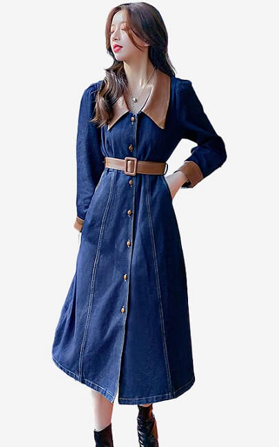 4✮- Denim Midi Dress - KTFRS39917