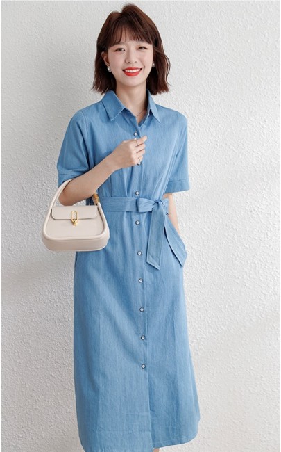 4✮- Denim Knee Dress - KUFRS34920 4✮- Denim Knee Dress - KUFRS34920