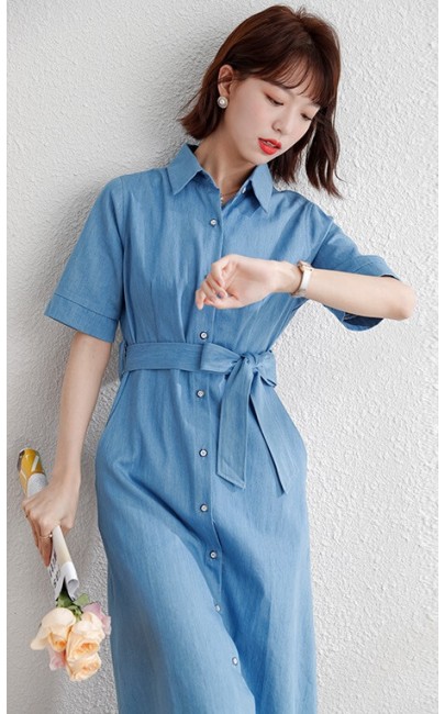4✮- Denim Knee Dress - KUFRS34920 4✮- Denim Knee Dress - KUFRS34920