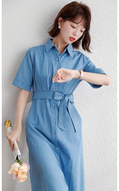 4✮- Denim Knee Dress - KUFRS34920