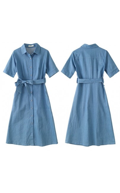 4✮- Denim Knee Dress - KUFRS34920 4✮- Denim Knee Dress - KUFRS34920