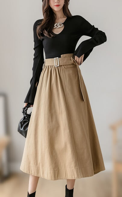 4✮- Midi Skirt (S-2XL) - KWFRS44571 / RY1847