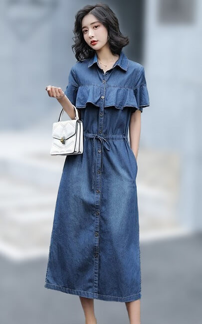 4✮- Denim Midi Dress - KWFRS44759