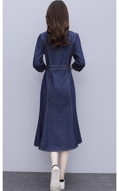 4✮- Denim Mermaid Midi Dress - KWFRS44777 4✮- Denim Mermaid Midi Dress - KWFRS44777