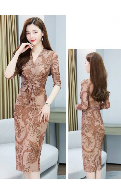 4✮- Bodycon Knee Dress (Small Cutting) - LCFM2773 4✮- Bodycon Knee Dress (Small Cutting) - LCFM2773