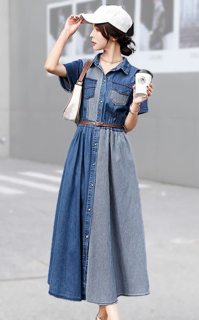 4✮- Denim Midi Dress - LQFM12629