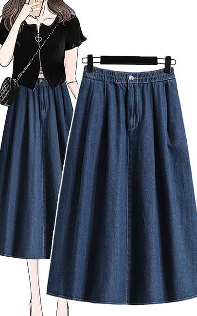 4✮- Denim Knee Skirt - LXFM20204 4✮- Denim Knee Skirt - LXFM20204