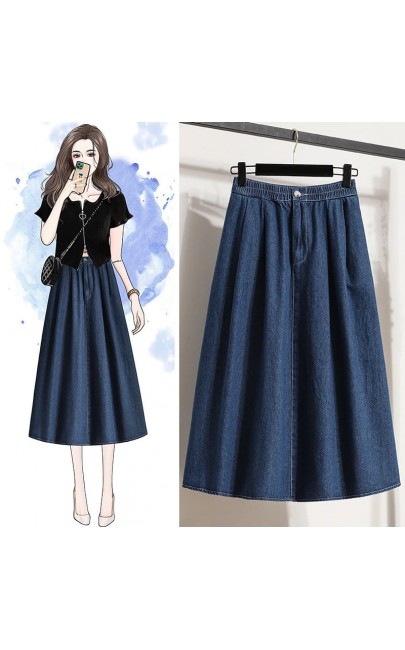 4✮- Denim Knee Skirt - LXFM20204 4✮- Denim Knee Skirt - LXFM20204