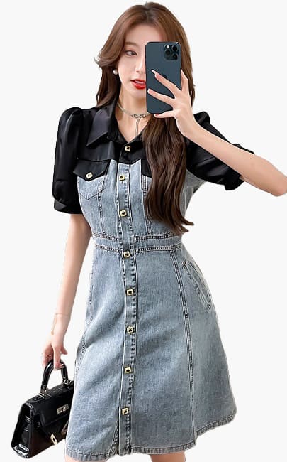 4✮- Denim Knee Dress - LYFM20836