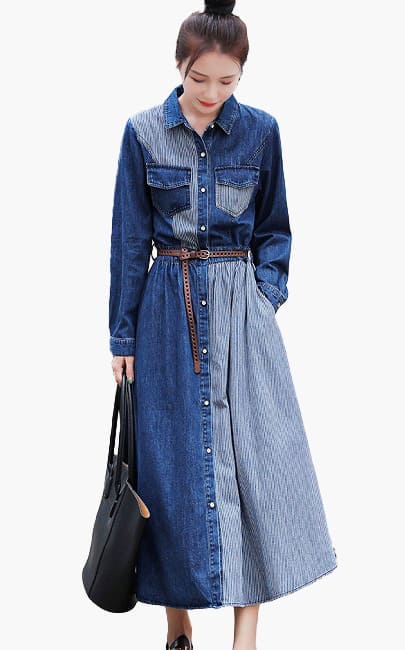 4.5✮- Denim Midi Dress - MEFM25723 / RY27