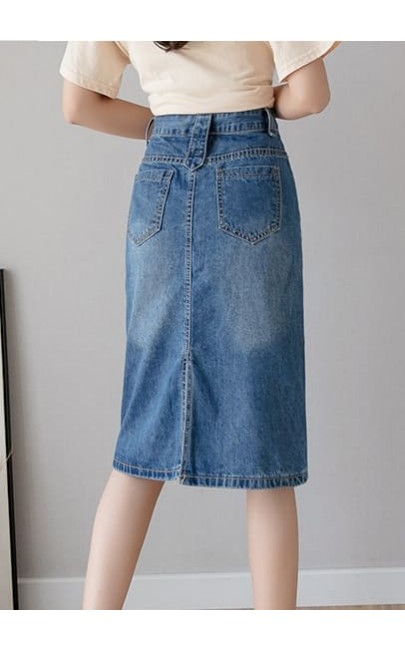 4✮- Denim Knee Skirt - MOFRM1928 4✮- Denim Knee Skirt - MOFRM1928