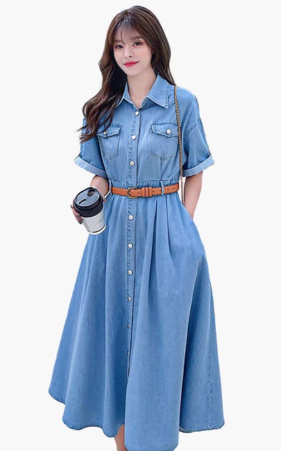 4✮- Denim Knee Dress - MPFRY82 / PF15600