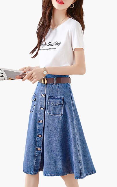 4✮- MZFRM11912 - Knee Dress (Top+Denim Skirt)